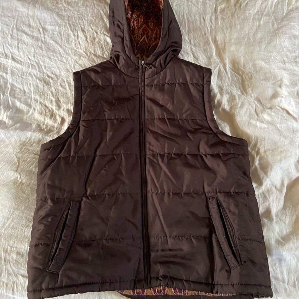 Chocolate Brown Hooded Puffy Vest by Mark Eisen